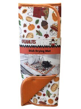 Peanuts Fall Kitchen Drying Mat Snoopy Charlie Brown Woodstock Pumpkins Leaves